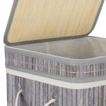 Cos de rufe din bambus, gri, Relaxdays, 70 l, 63 x 36 x 36 cm - imagine 5