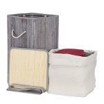Cos de rufe din bambus, gri, Relaxdays, 70 l, 63 x 36 x 36 cm - imagine 6