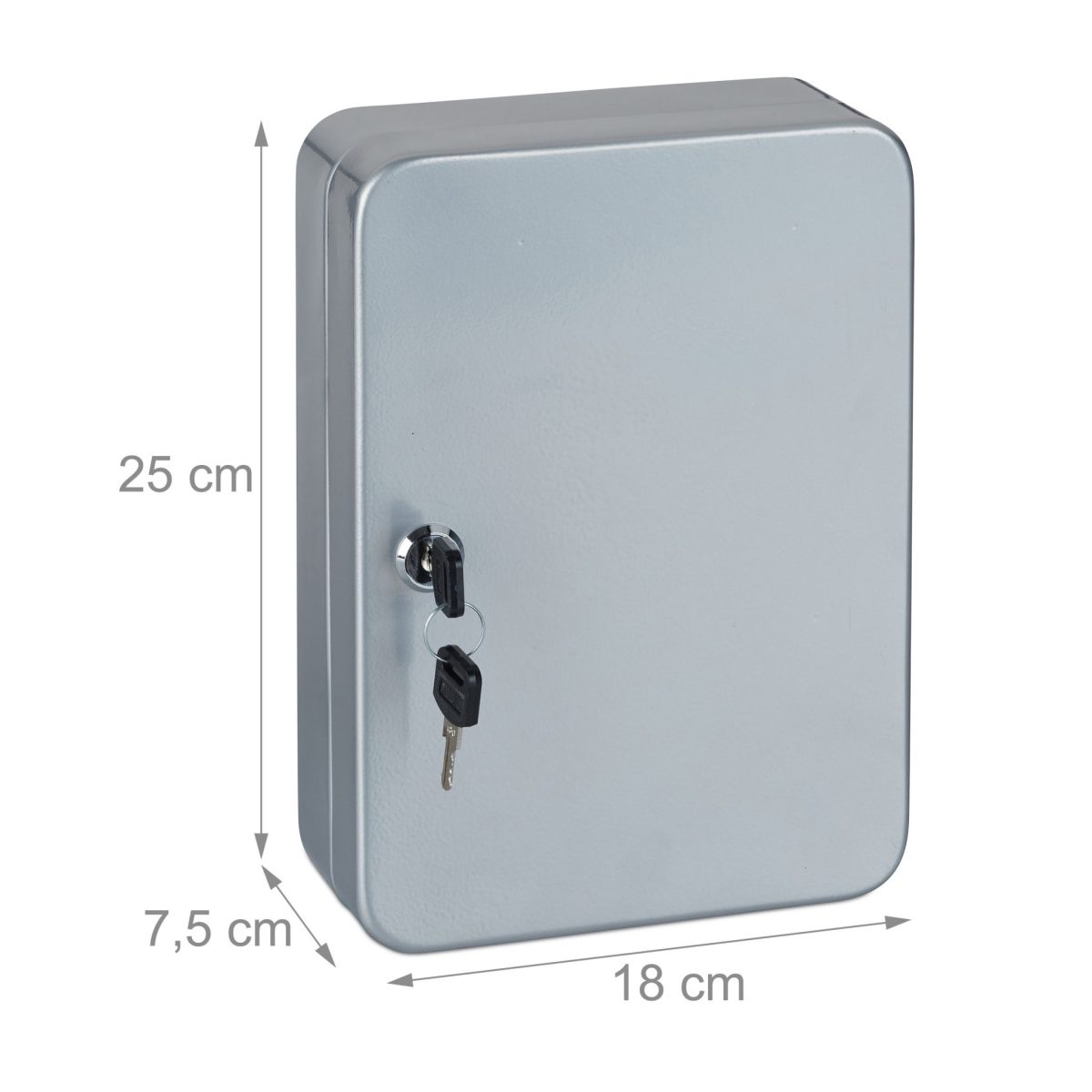 Cutie metalica pentru depozitare 48 chei/brelocuri, 25 x 18 x 7,5 cm, gri, Relaxdays - imagine 4