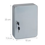 Cutie metalica pentru depozitare 48 chei/brelocuri, 25 x 18 x 7,5 cm, gri, Relaxdays - imagine 4