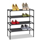 Pantofar / Suport pentru 8 perechi pantofi, Relaxdays, dimensiuni 68 x 62 x 28 cm, negru