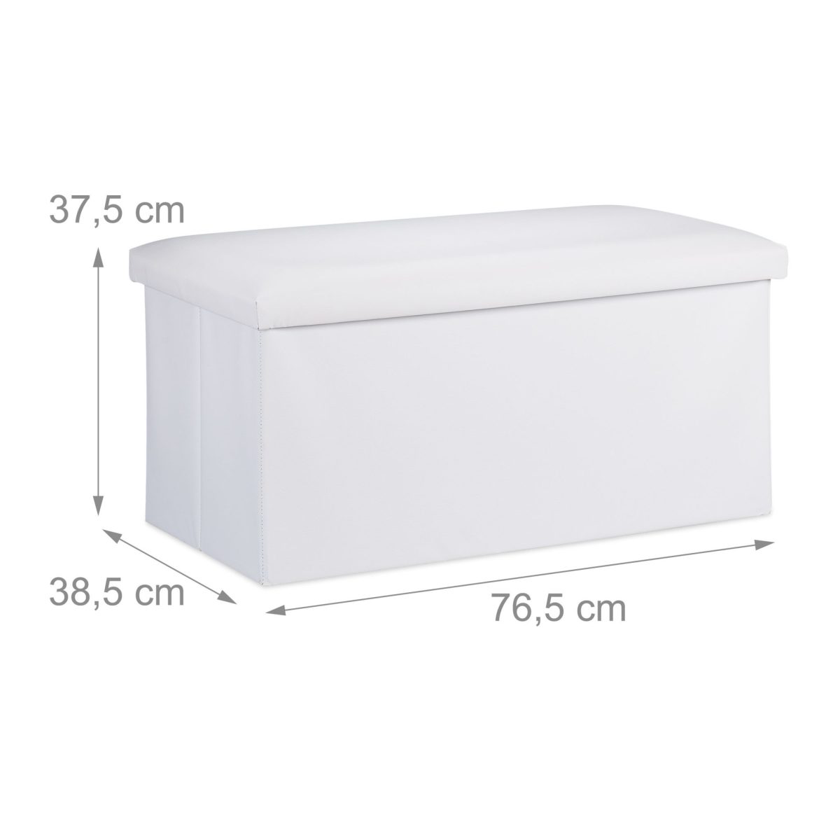 Banca cu spatiu depozitare, pentru 2 persoane, dimensiuni 37,5 x 76,5 x 38,5 cm, alb, Relaxdays - imagine 4