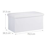 Banca cu spatiu depozitare, pentru 2 persoane, dimensiuni 37,5 x 76,5 x 38,5 cm, alb, Relaxdays - imagine 4