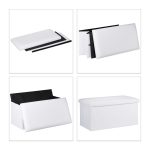 Banca cu spatiu depozitare, pentru 2 persoane, dimensiuni 37,5 x 76,5 x 38,5 cm, alb, Relaxdays - imagine 5