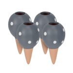 Dispozitiv de udare a plantelor, auto-irigare, 4 bucati, design biluta, din ceramica, 11,5 x 6 cm, gri