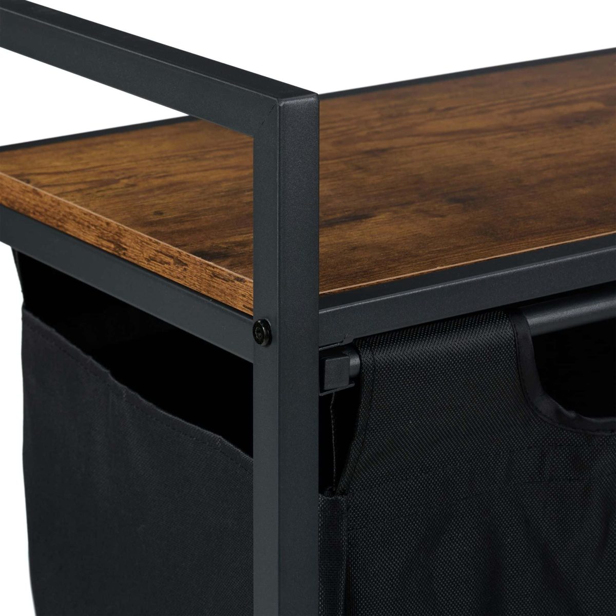 Cos de rufe dublu cu raft, 100 l, cadru otel, blat MDF, 72 x 73 x 33 cm - imagine 7