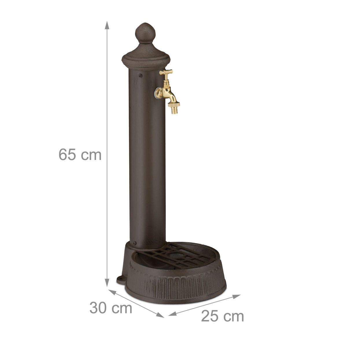 Cismea de gradina, design antic, cu robinet, 65 x 25 x 30 cm, maro inchis - imagine 4