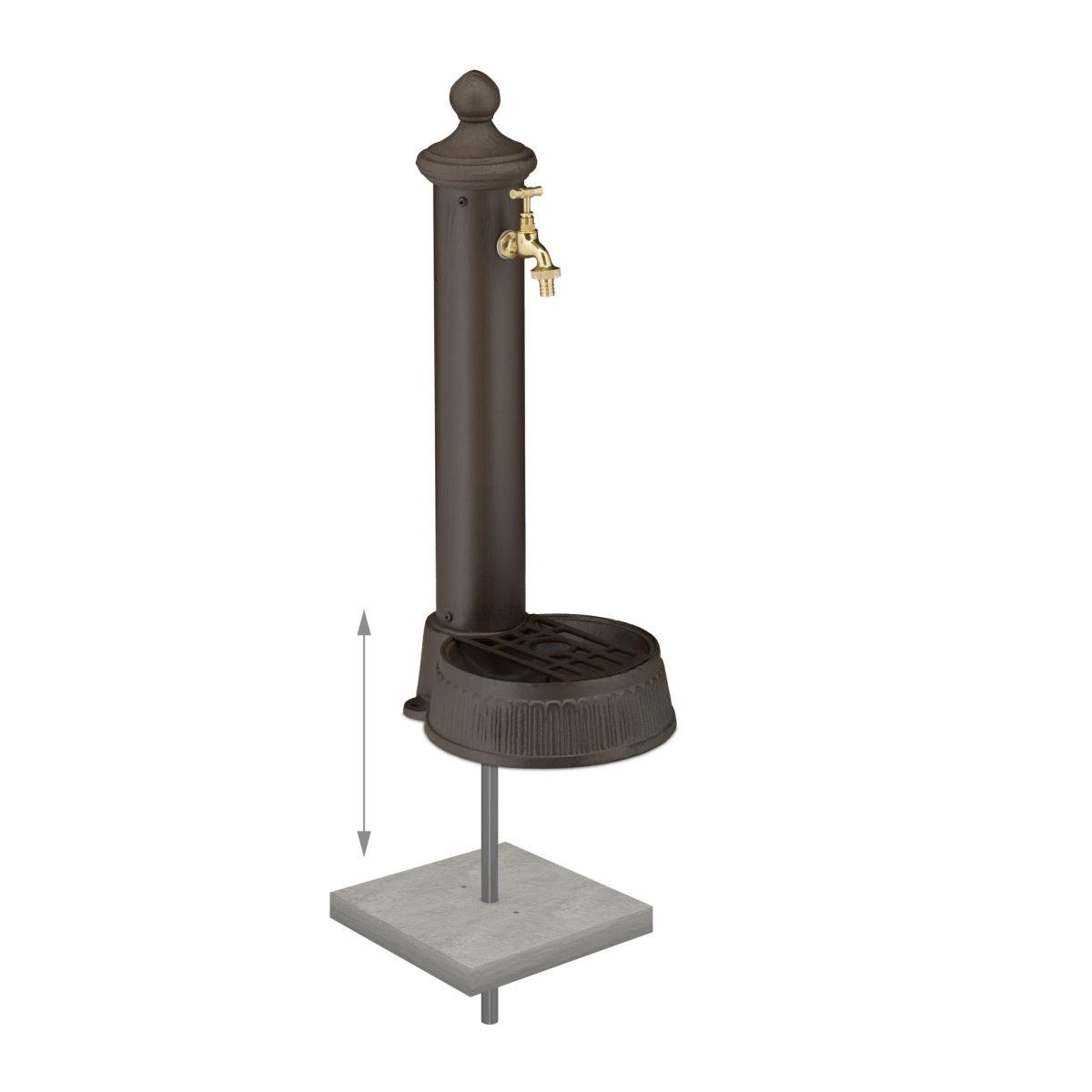 Cismea de gradina, design antic, cu robinet, 65 x 25 x 30 cm, maro inchis - imagine 5