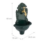 Fantana de perete, verde/auriu, din aluminiu turnat, Relaxdays, 40 x 24.5 x 15 cm - imagine 4