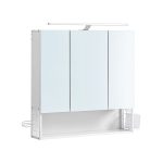 Dulap pentru baie cu oglinda si lampa LED, compartimente laterale, 7 rafturi, PAL, 14,5 x 70 x 70 cm