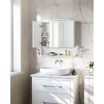Dulap pentru baie cu oglinda si lampa LED, compartimente laterale, 7 rafturi, PAL, 14,5 x 70 x 70 cm - imagine 2