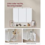 Dulap pentru baie cu oglinda si lampa LED, compartimente laterale, 7 rafturi, PAL, 14,5 x 70 x 70 cm - imagine 6