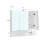 Dulap pentru baie cu oglinda si lampa LED, compartimente laterale, 7 rafturi, PAL, 14,5 x 70 x 70 cm - imagine 7