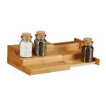 Raft extensibil pentru condimente, 3 nivele, din bambus, 8,2 x 38,6 x 21 cm, natur