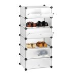 Pantofar tip dulap Relaxdays, transparent, 107 x 49 x 37 cm, 12 perechi