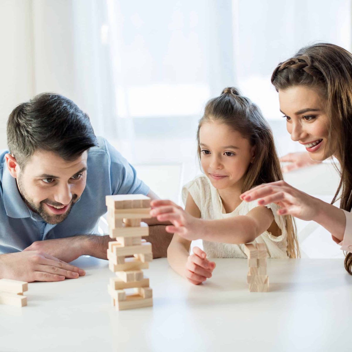 Joc tip turn Jenga, natur, din lemn, 54 piese, in cutie de lemn, 27 cm - imagine 3
