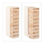 Joc tip turn Jenga, natur, din lemn, 54 piese, in cutie de lemn, 27 cm - imagine 6