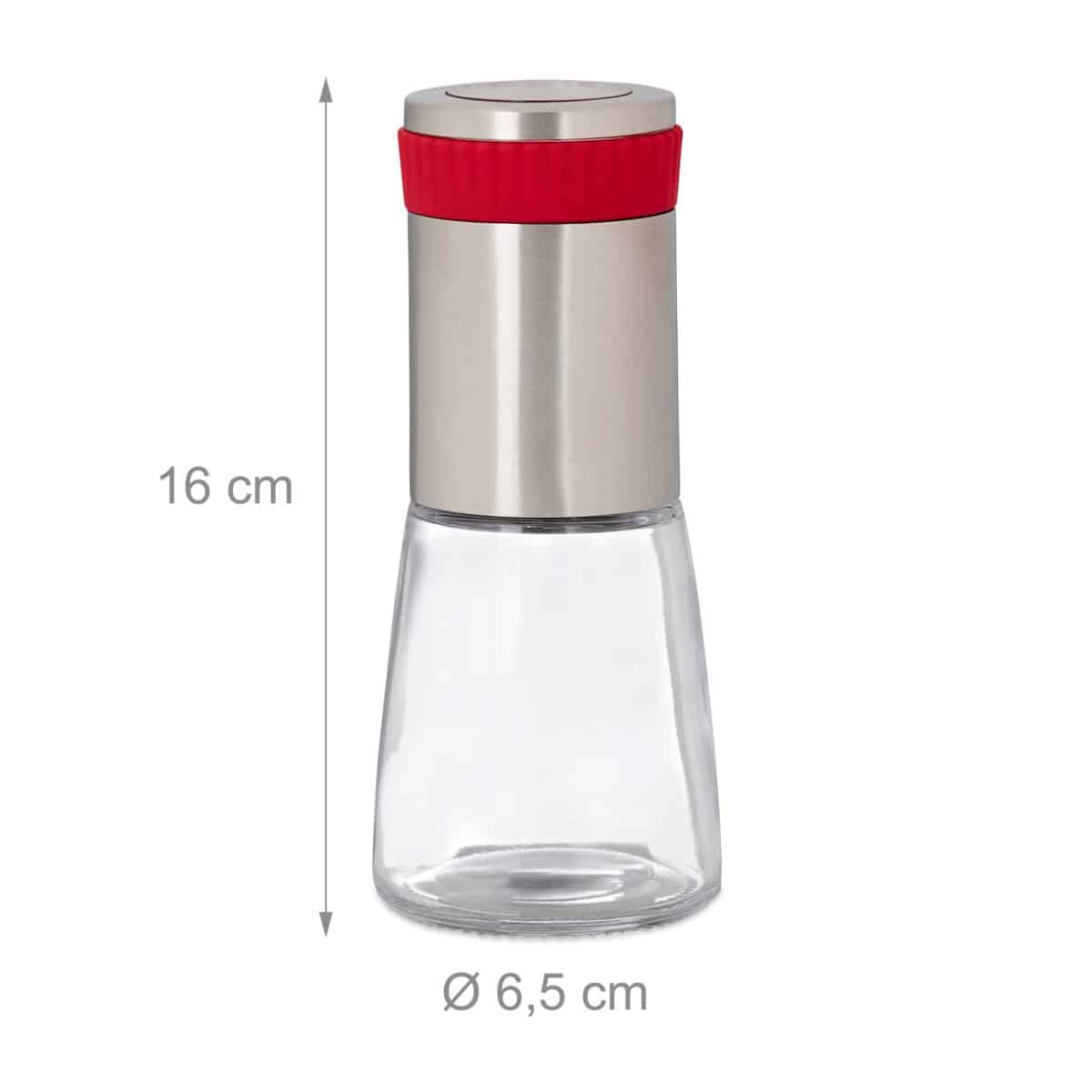 Rasnita pentru chili si alte condimente, 16 x 6,5 cm, din otel, argintiu/rosu - imagine 5