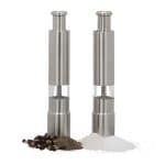 Set 2 rasnite electrice pentru sare si piper, 15 x 2,5 x 2,5 cm, argintiu