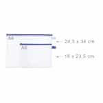 Set 6 Huse pentru documente, DIN A4 & A5, cu fermoar, impermeabile, PVC, transparent/albastru - imagine 5