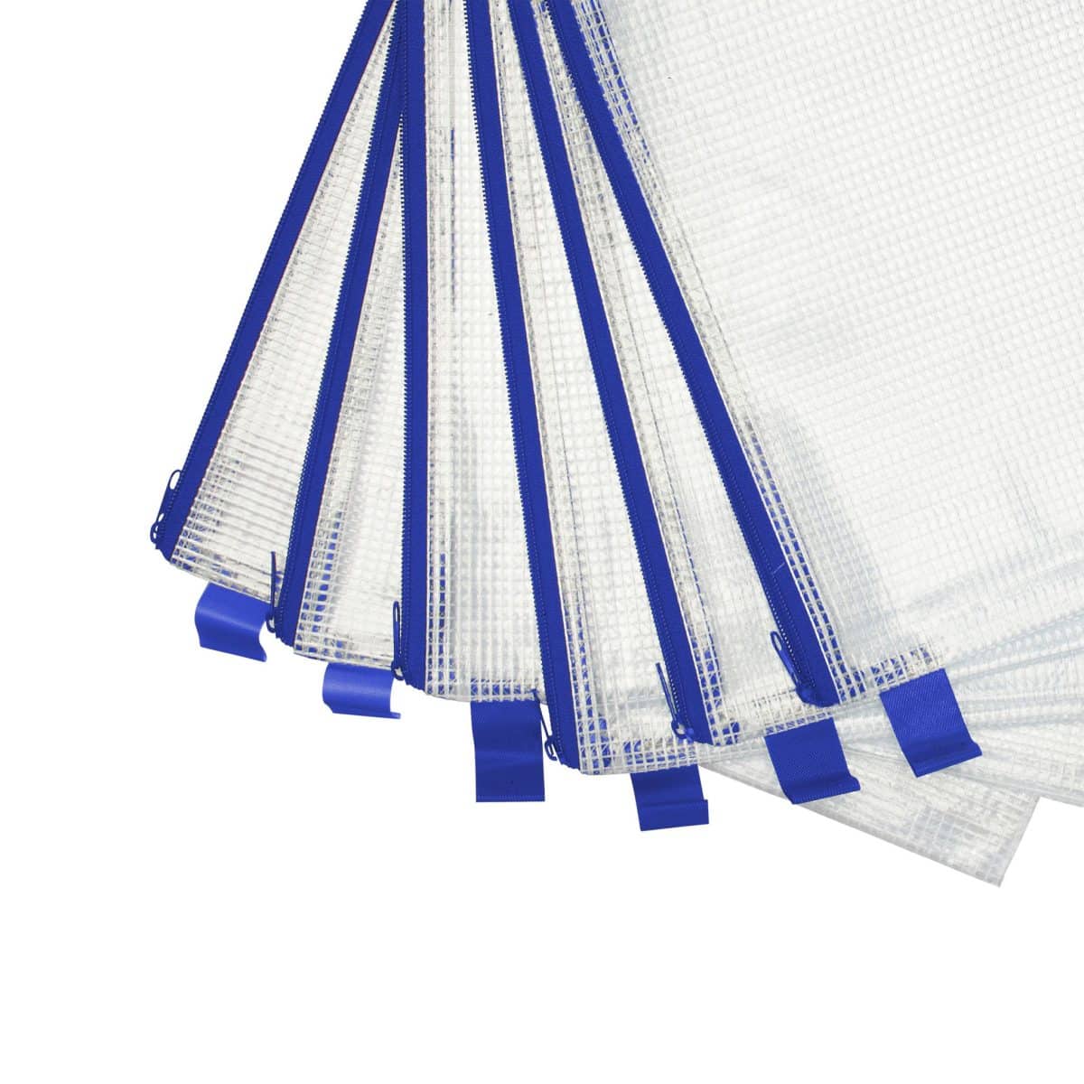 Set 6 Huse pentru documente, DIN A4 & A5, cu fermoar, impermeabile, PVC, transparent/albastru - imagine 9
