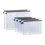 Set 6 Huse pentru documente, DIN A4 & A5, cu fermoar, impermeabile, PVC, transparent/negru