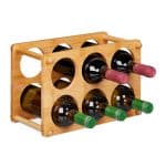 Suport sticle de vin, 6 sticle, bambus, 21 x 32 x 18,5 cm