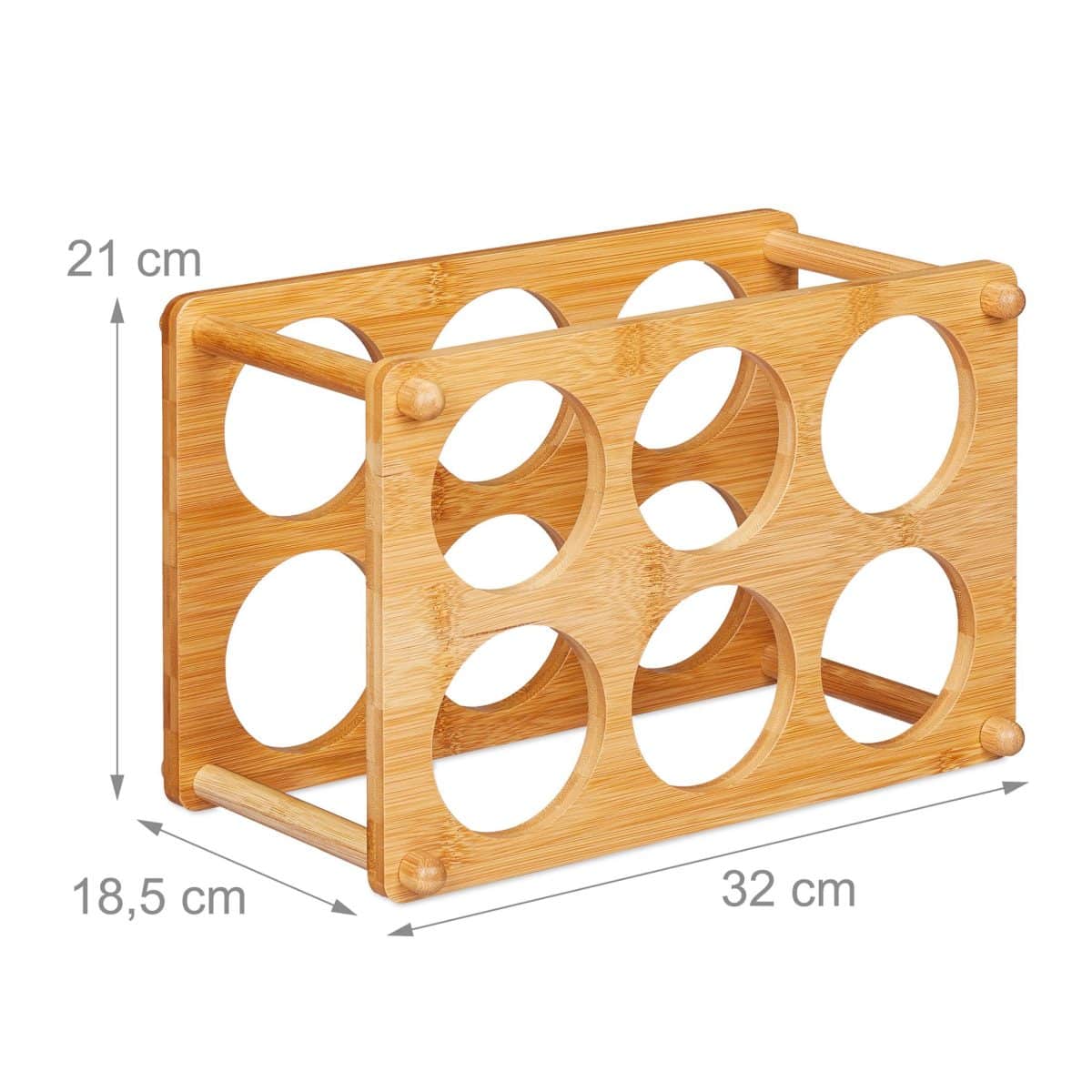 Suport sticle de vin, 6 sticle, bambus, 21 x 32 x 18,5 cm - imagine 4