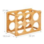 Suport sticle de vin, 6 sticle, bambus, 21 x 32 x 18,5 cm - imagine 4