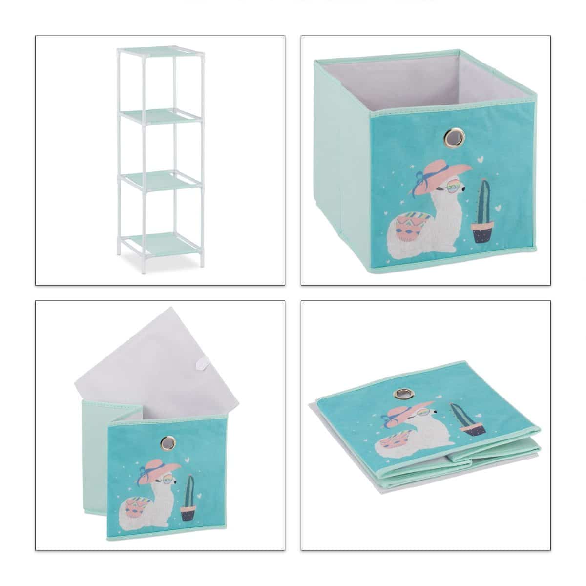 Raft pentru copii, 3 cutii textile pentru jucarii, 89 x 27,5 x 30 cm - imagine 6