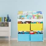 Raft pentru copii cu 4 cutii din stofa, PAL, 98 x 82,5 x 30 cm - imagine 2