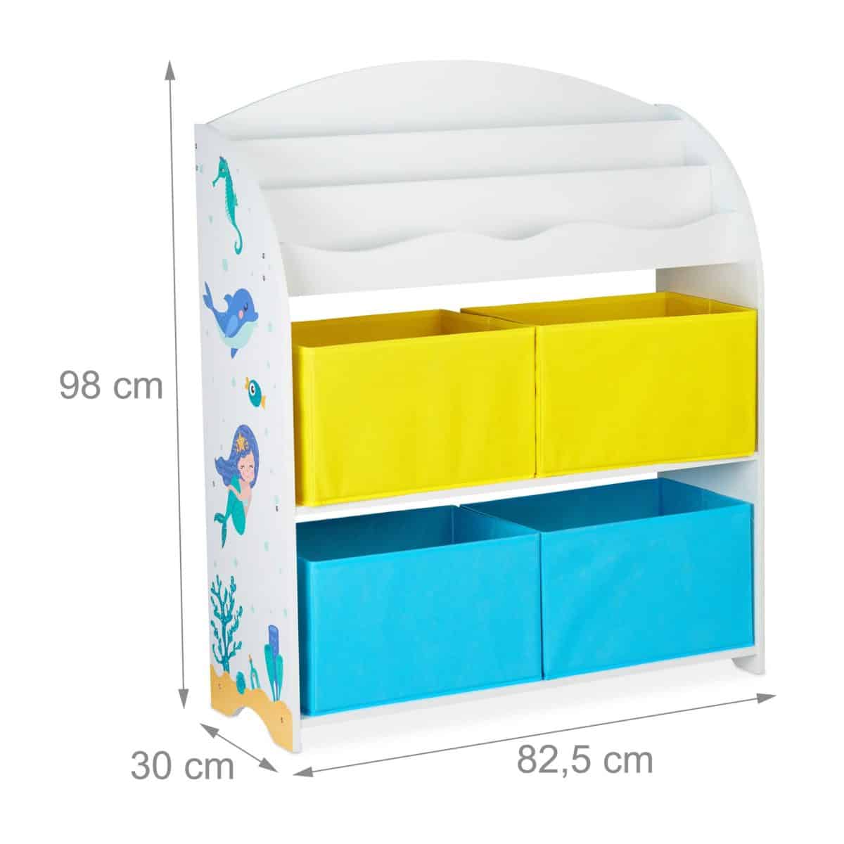 Raft pentru copii cu 4 cutii din stofa, PAL, 98 x 82,5 x 30 cm - imagine 3