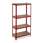 Raft metalic cu 4 polite, dimensiuni 150 x 70 x 30 cm, capacitate maxima incarcare pe nivel 175kg, rosu, Relaxdays
