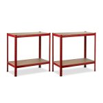Raft metalic cu 4 polite, dimensiuni 150 x 70 x 30 cm, capacitate maxima incarcare pe nivel 175kg, rosu, Relaxdays - imagine 6