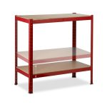 Raft metalic cu 4 polite, dimensiuni 150 x 70 x 30 cm, capacitate maxima incarcare pe nivel 175kg, rosu, Relaxdays - imagine 7
