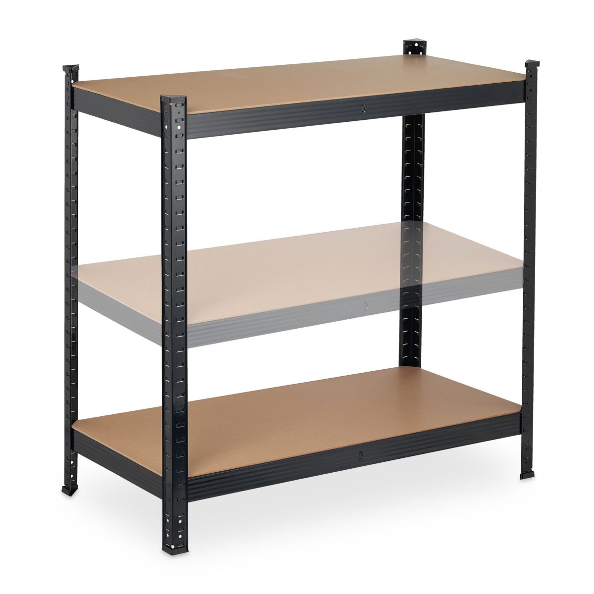 Raft metalic cu 5 polite, 150 x 75 x 30 cm, sustine 875 kg, negru, Relaxdays - imagine 7