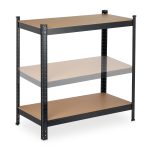 Raft metalic cu 5 polite, 150 x 75 x 30 cm, sustine 875 kg, negru, Relaxdays - imagine 7