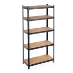 Raft metalic cu 5 polite, dimensiuni 180 x 90 x 40 cm, capacitate maxima incarcare pe nivel 175kg, negru, Relaxdays