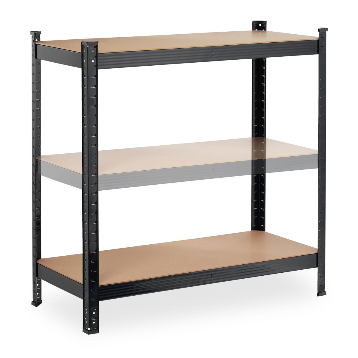 Raft metalic cu 5 polite, dimensiuni 180 x 90 x 40 cm, capacitate maxima incarcare pe nivel 175kg, negru, Relaxdays - imagine 6