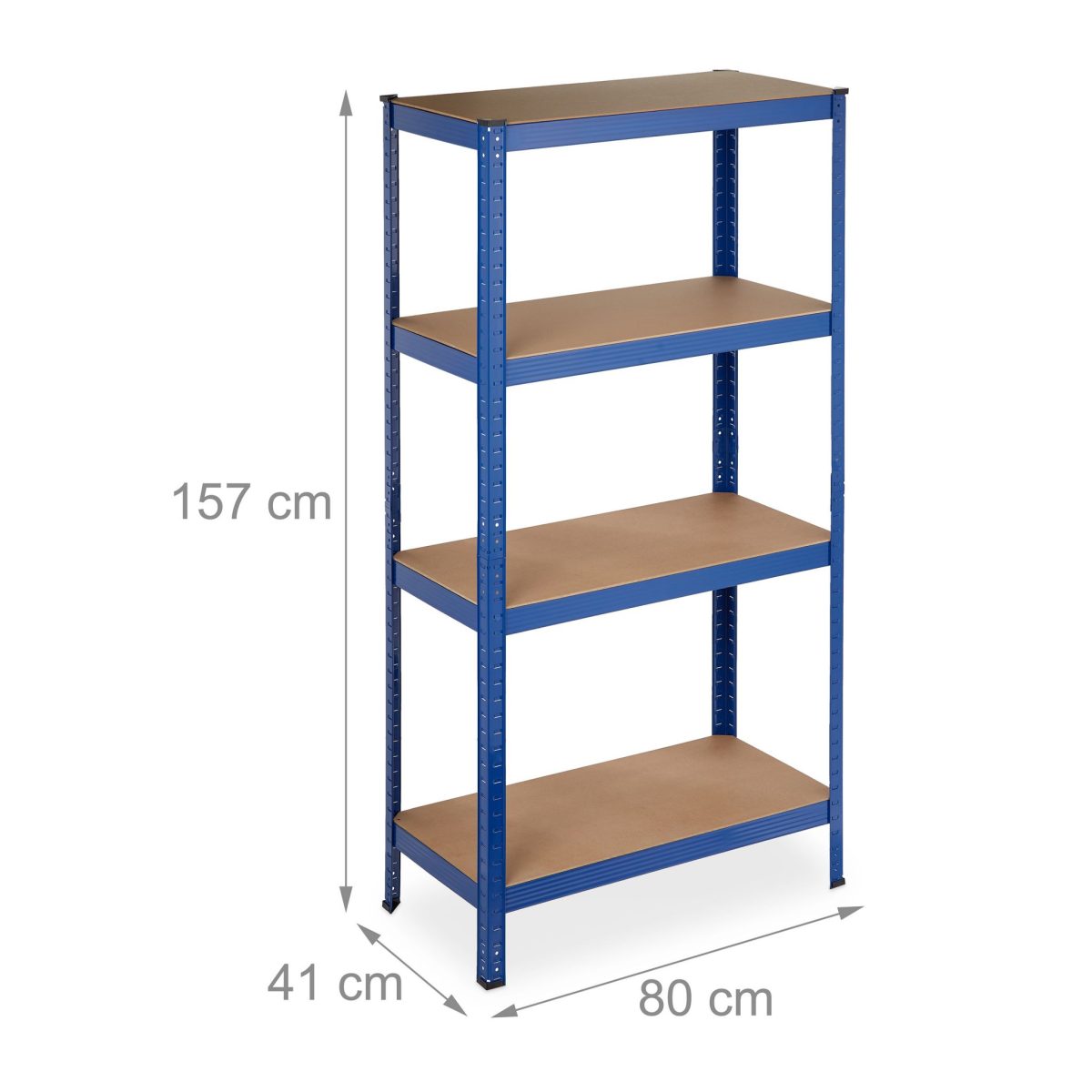 Raft metalic cu 4 polite, dimensiuni 157 x 80 x 41 cm, capacitate maxima incarcare pe nivel 70kg, albastru, Relaxdays - imagine 4