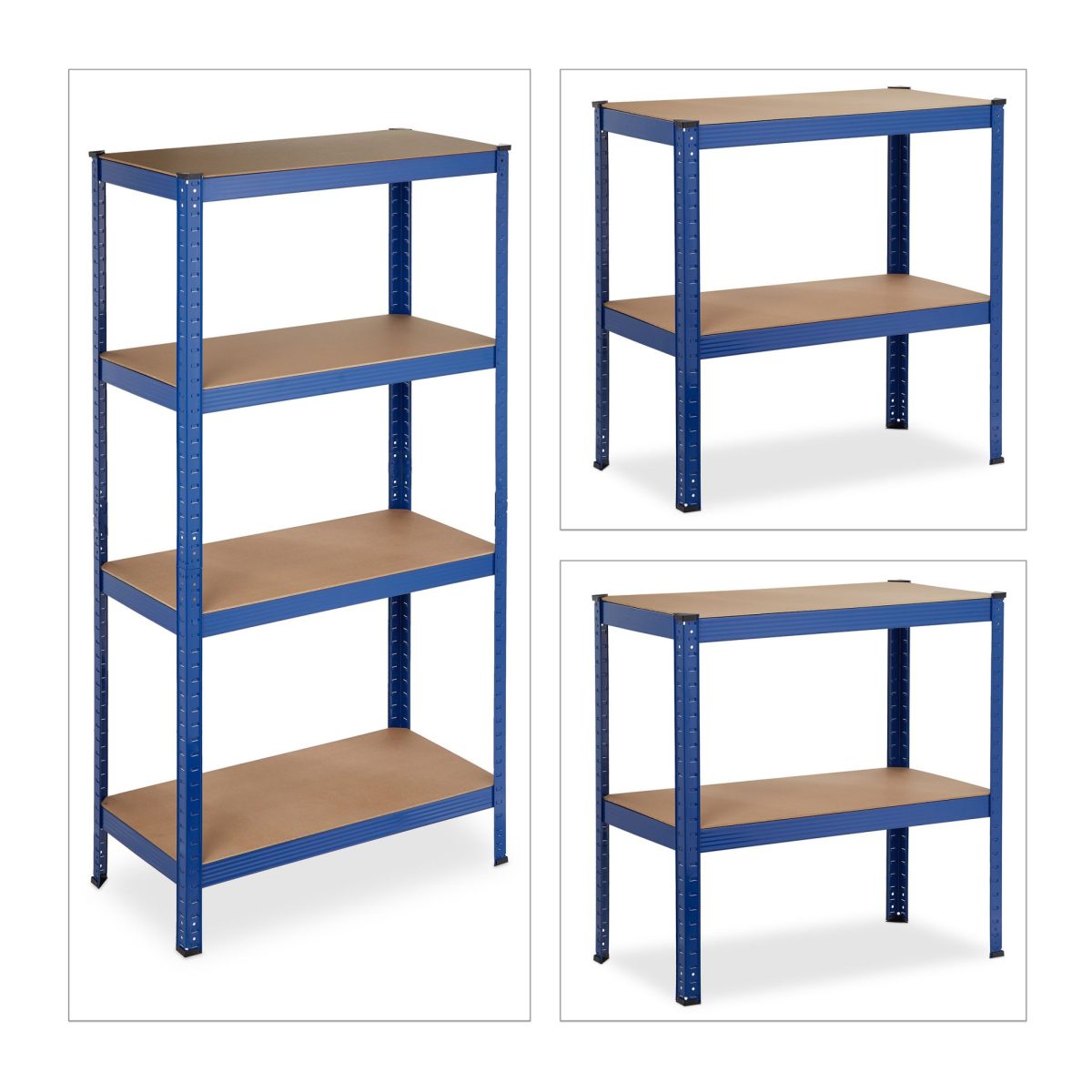 Raft metalic cu 4 polite, dimensiuni 157 x 80 x 41 cm, capacitate maxima incarcare pe nivel 70kg, albastru, Relaxdays - imagine 6