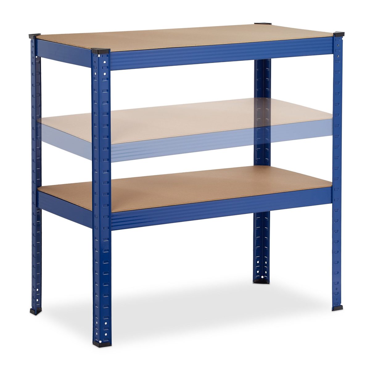 Raft metalic cu 4 polite, dimensiuni 157 x 80 x 41 cm, capacitate maxima incarcare pe nivel 70kg, albastru, Relaxdays - imagine 7