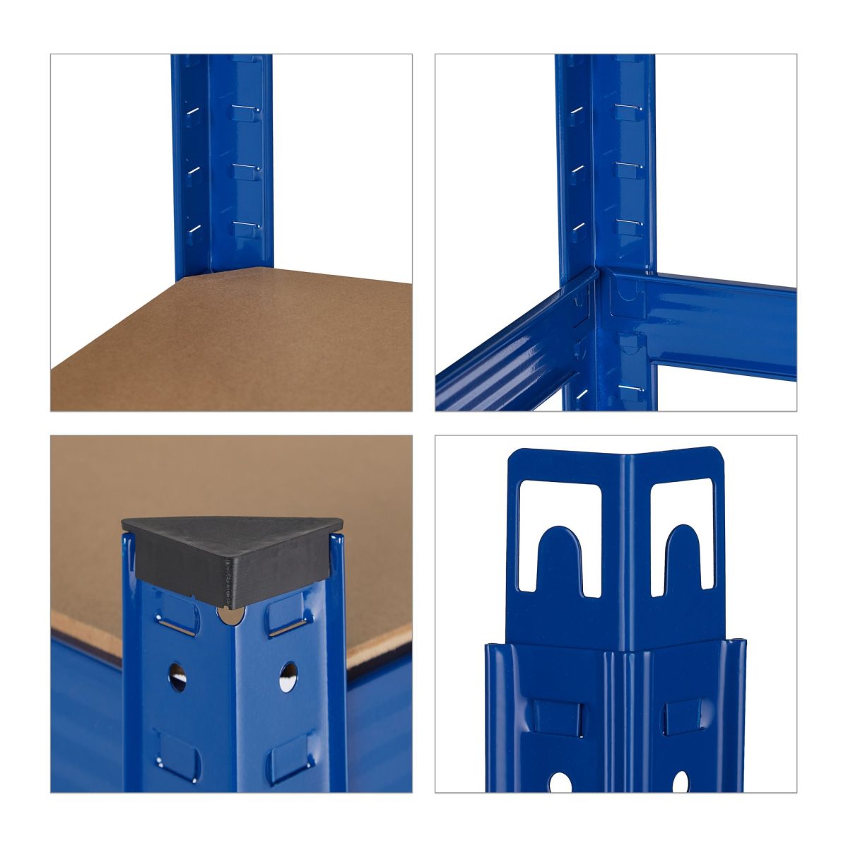 Raft metalic cu 4 polite, dimensiuni 157 x 80 x 41 cm, capacitate maxima incarcare pe nivel 70kg, albastru, Relaxdays - imagine 8