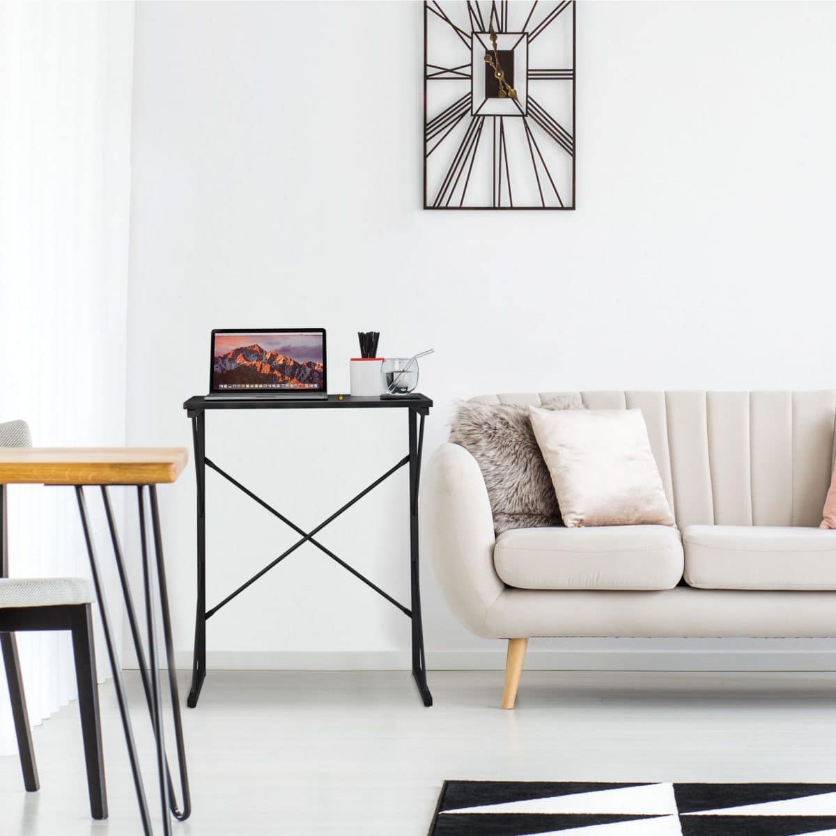 Masa stand pentru laptop multifunctionala, din MDF, negru 75 x 60 x 40 cm - imagine 2