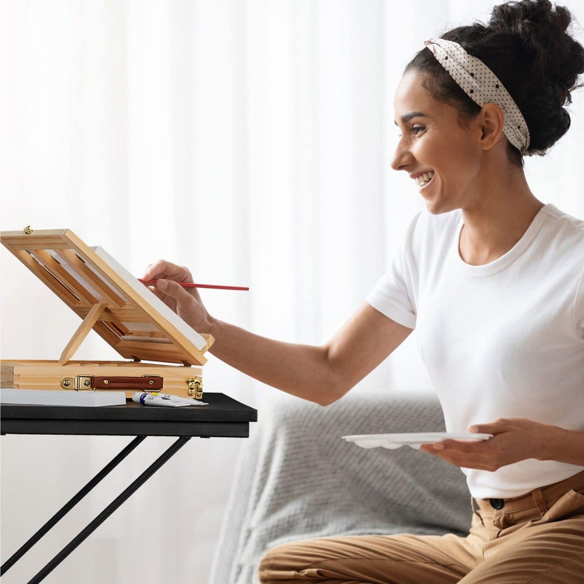Masa stand pentru laptop multifunctionala, din MDF, negru 75 x 60 x 40 cm - imagine 8