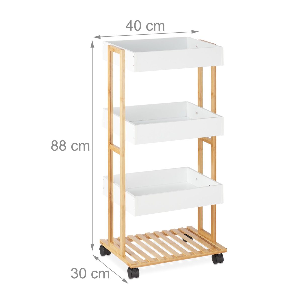 Carucior servire Relaxdays, cu 4 rafturi, alb, 88 x 40 x 30 cm - imagine 6
