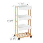Carucior servire Relaxdays, cu 4 rafturi, alb, 88 x 40 x 30 cm - imagine 6