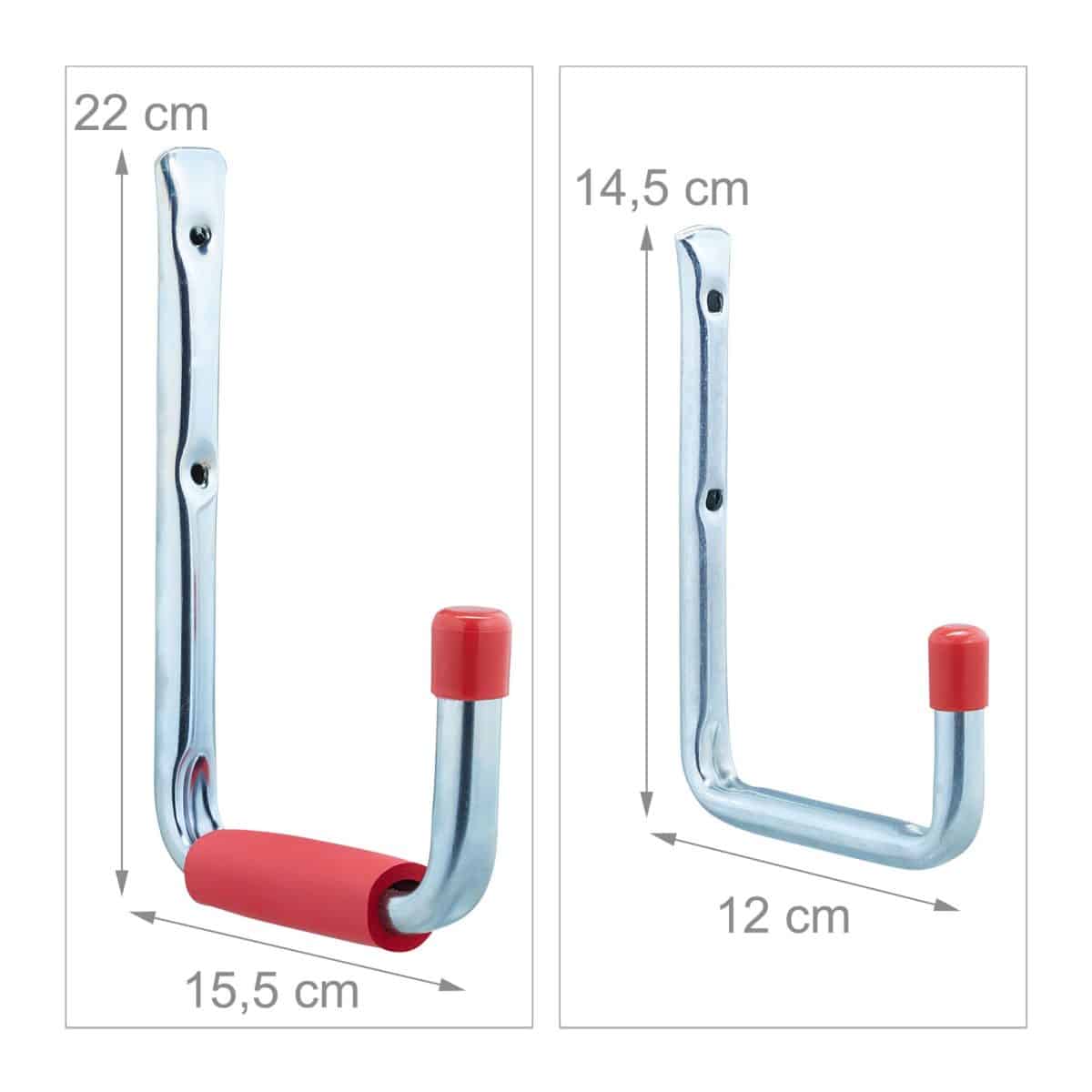 Set 6 carlige de perete pentru atelier/garaj, otel galvanizat, 2 dimensiuni - imagine 4