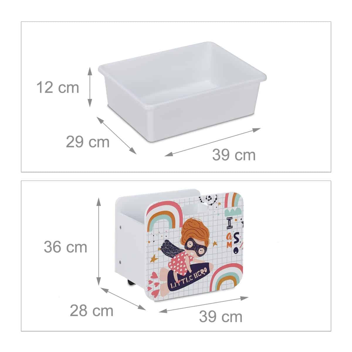 Raft pentru copii, cutii din plastic si sertare, cu roti, MDF,  80,5 x 82,5 x 30 cm - imagine 5