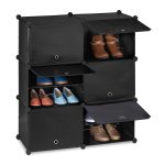 Pantofar cu 12 compartimente, Relaxdays, negru, pana la 24 perechi, 95 x 85 x 31,5 cm
